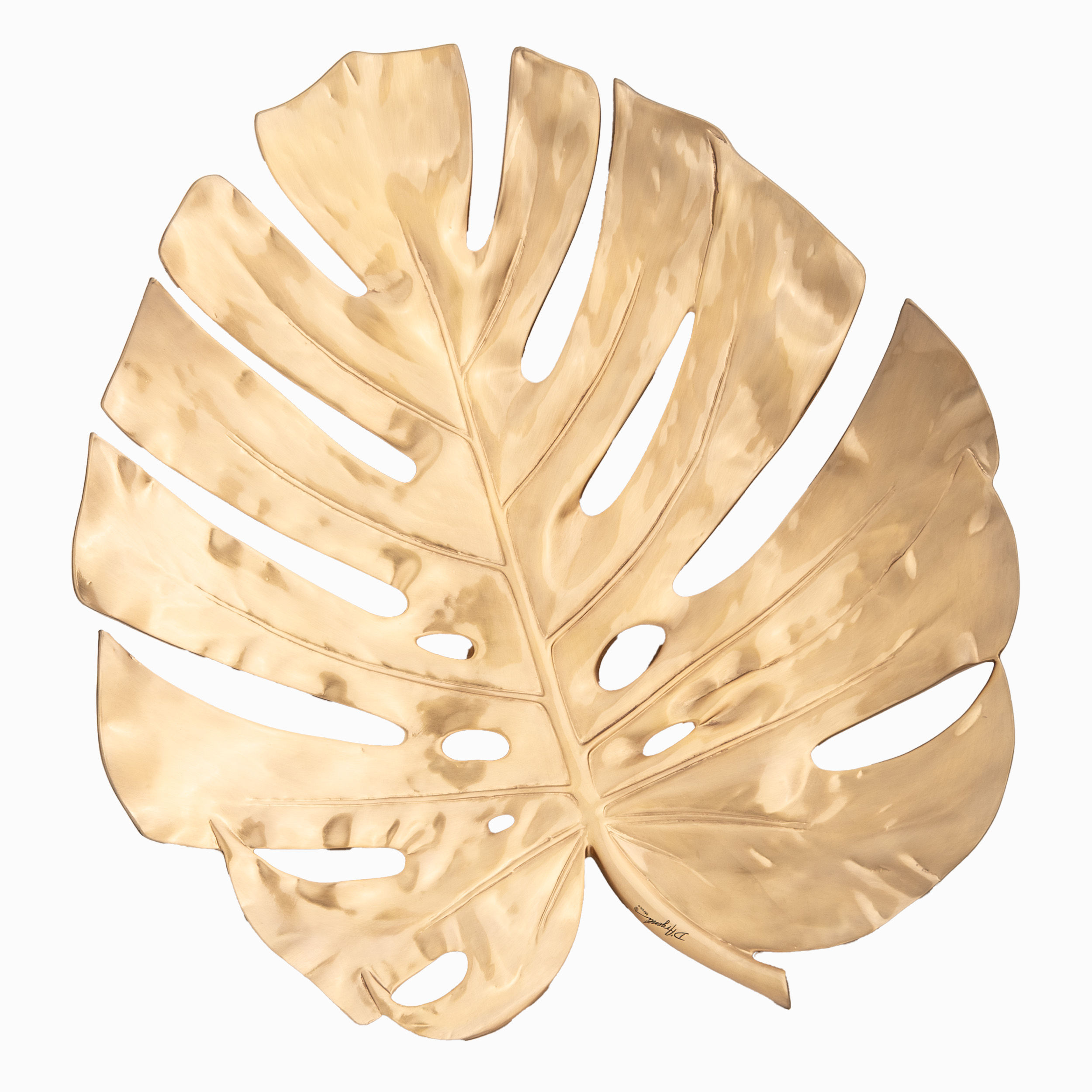 Frutero Centro de Mesa Hoja Monstera Deliciosa en Oro Mate