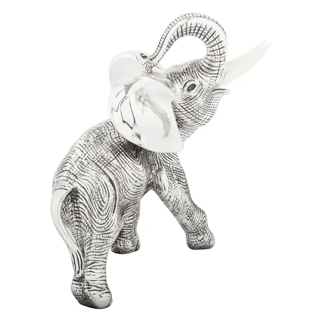 Silver Happy Elephant Figurine