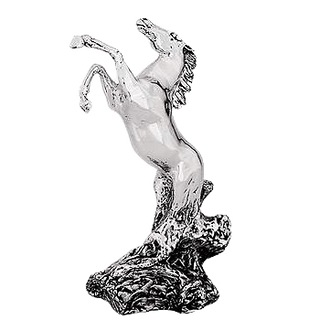 Escultura de Caballo Salvaje en Plata