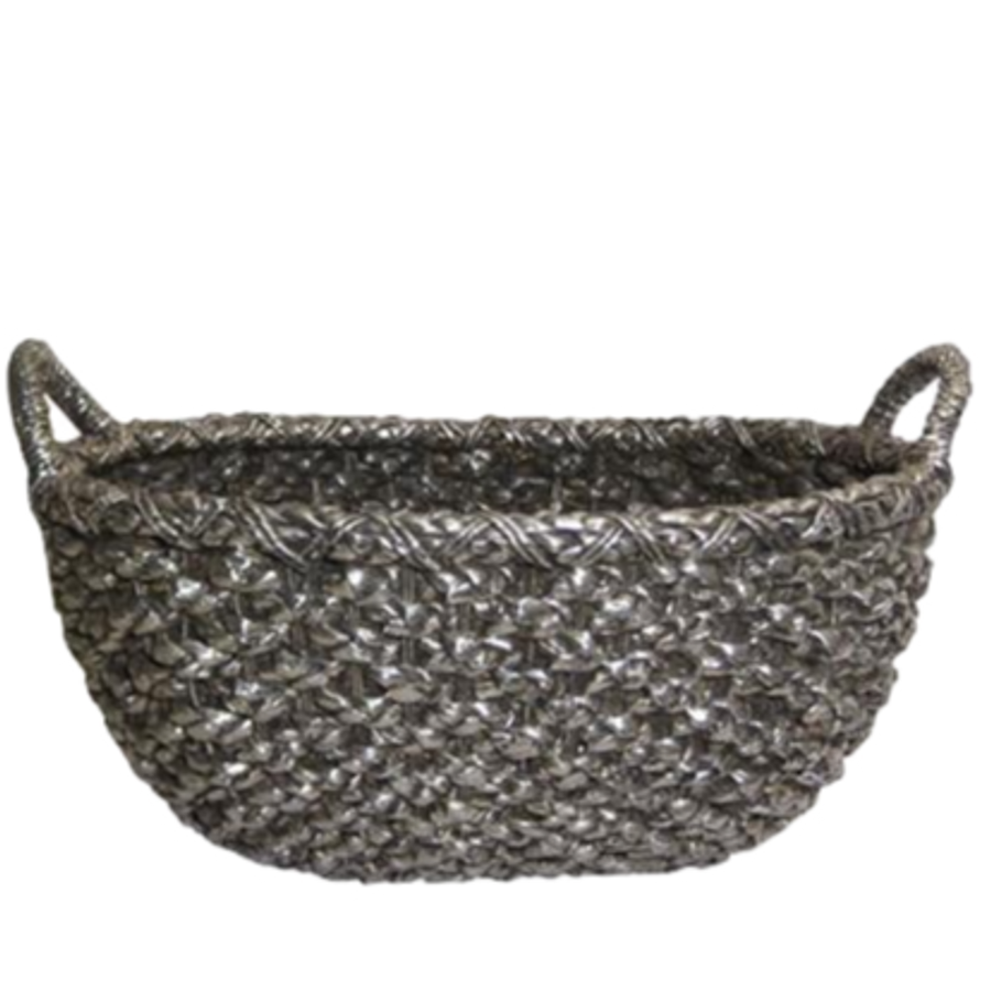 Panier tressé en argent