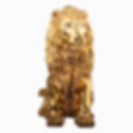 Thumbnail: A majestic gold lion sculpture in a poised position, its mane detailed with a lustrous texture, embodying regal strength and nobility as a standout piece for luxury decor.