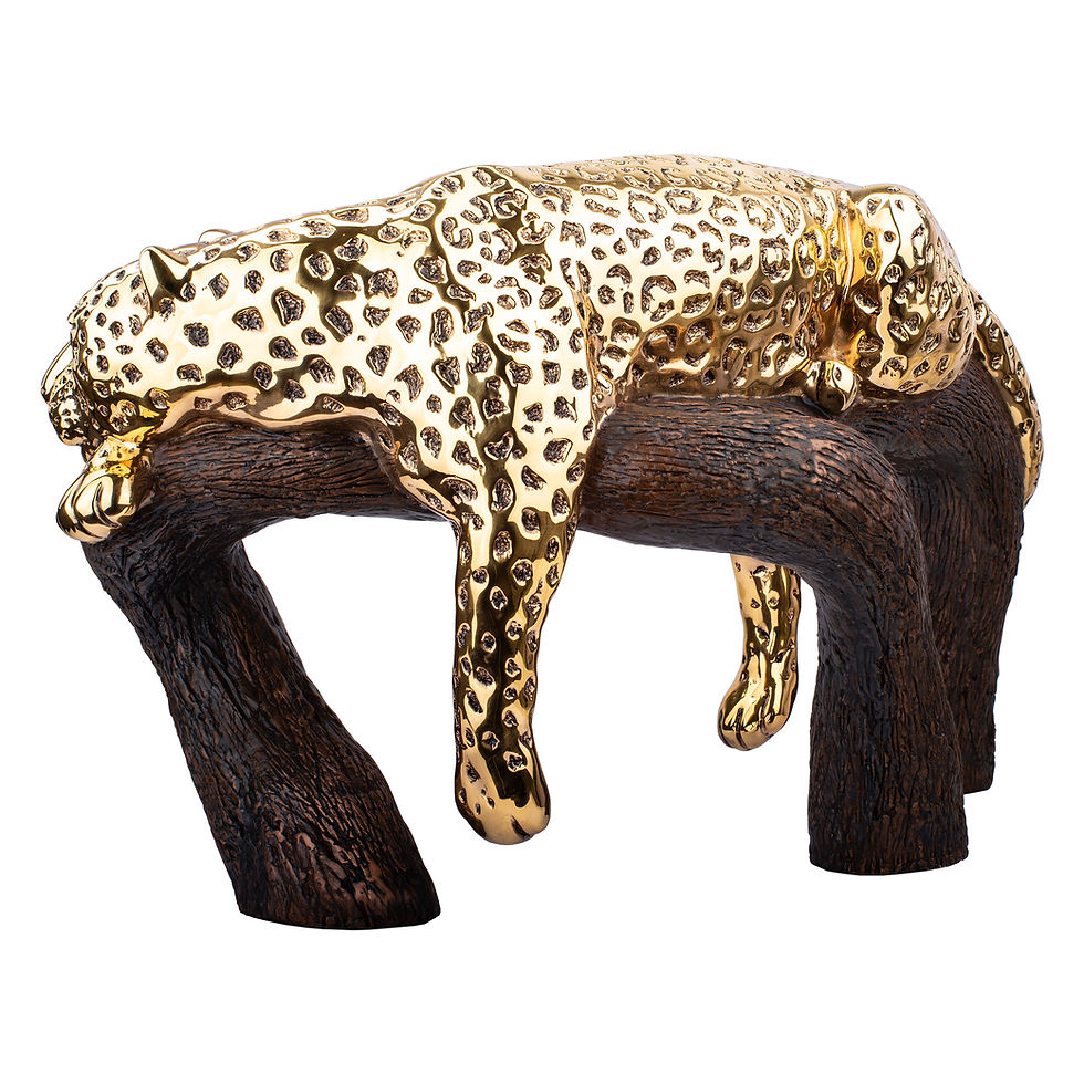 Miniatura: Leopardo de Oro de 24K en Rama