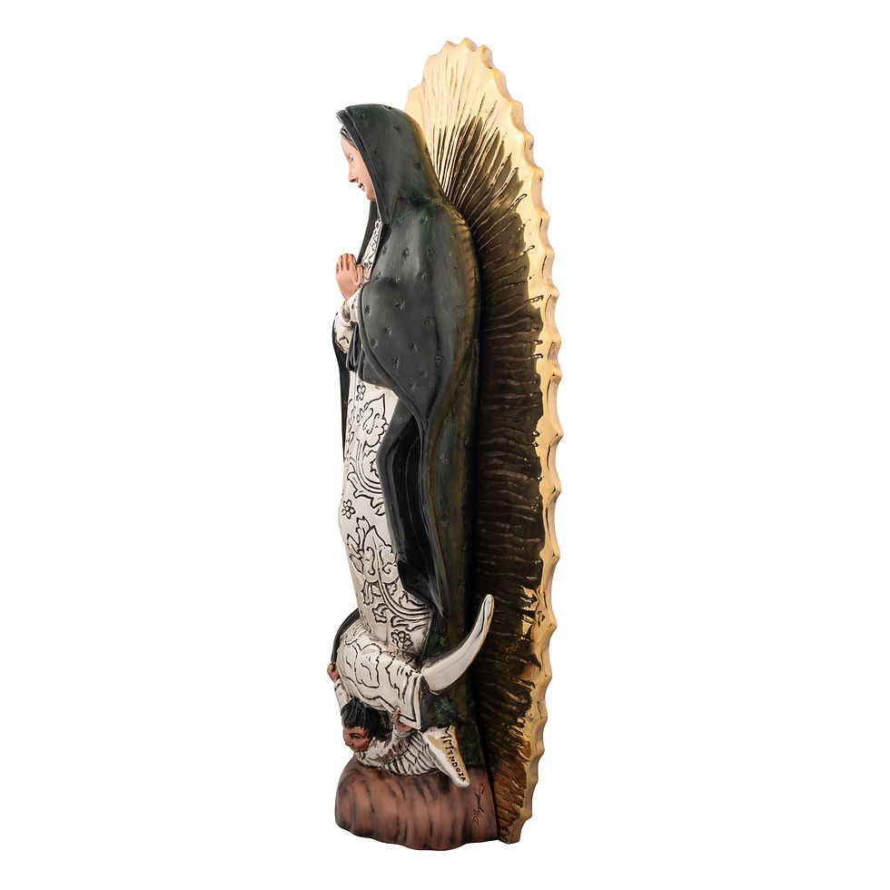 Thumbnail: Our Lady of Guadalupe statue, dark robe, gold rays
