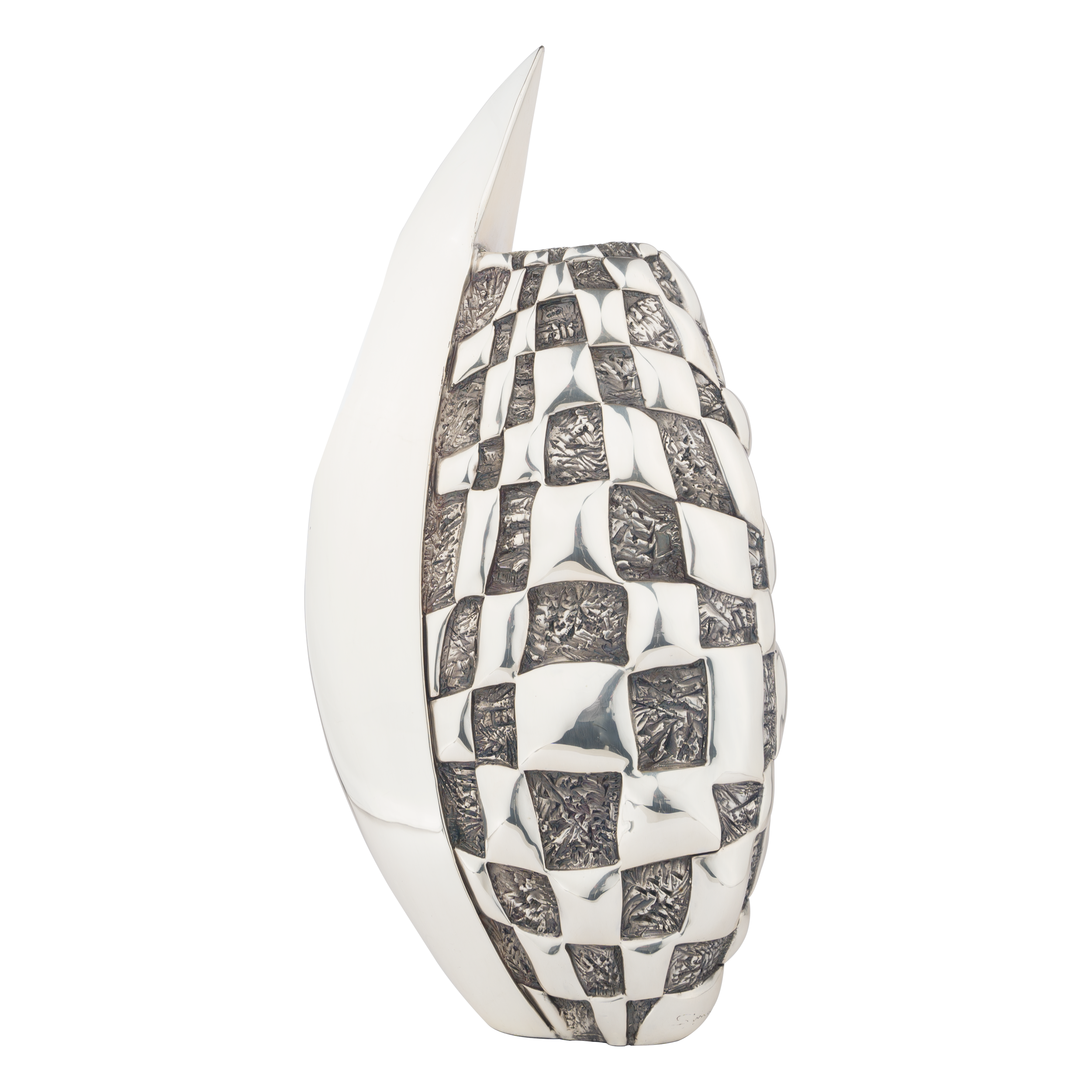 Modern Checkers Silver Flower Vase