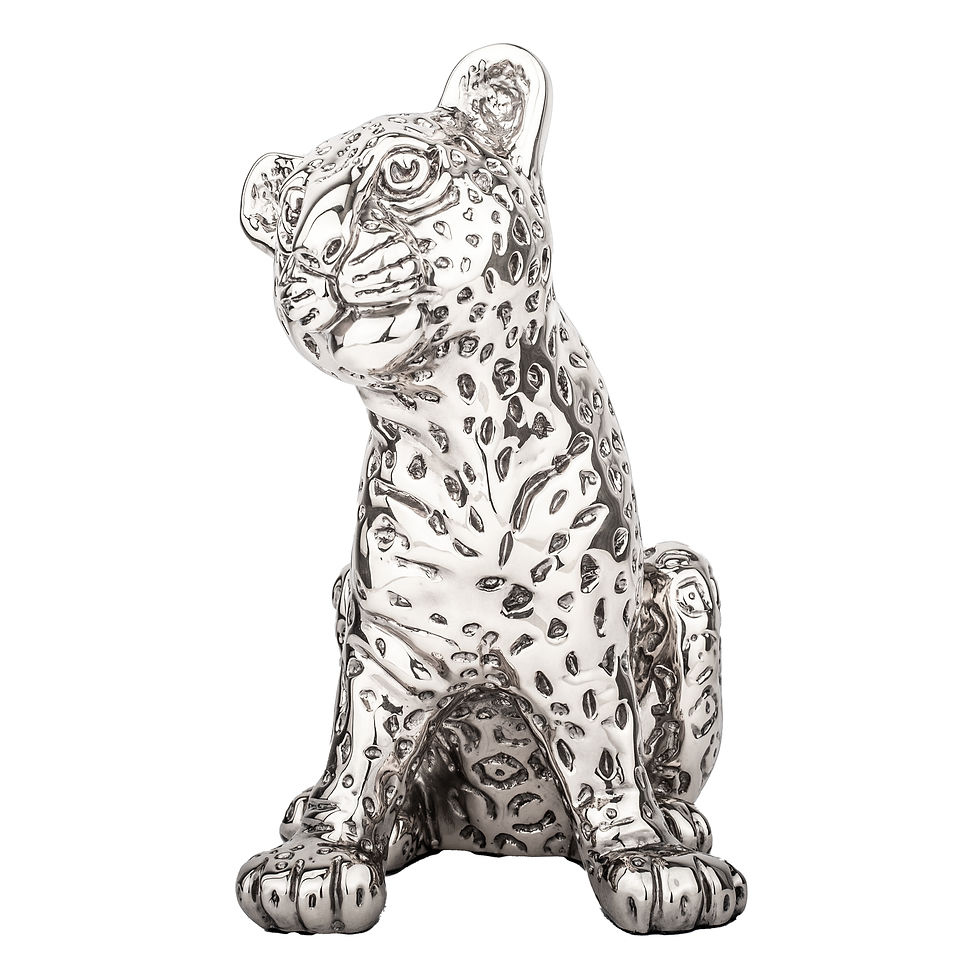 Thumbnail: Silver Leopard Cub Sculpture