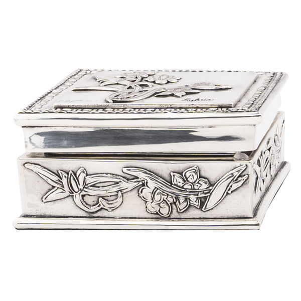 Floral Silver Jewelry Box