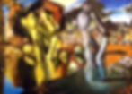 Thumbnail: Surreal Dalí painting: figures, landscape, egg