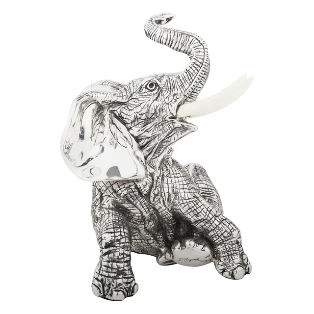 Silver Elephant Figurine Sitting
