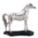 Elegant silver horse statue on dark base