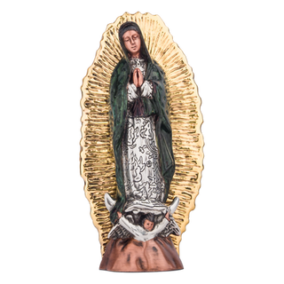 Silberne Jungfrau von Guadalupe 24k Gold Solarstrahlen