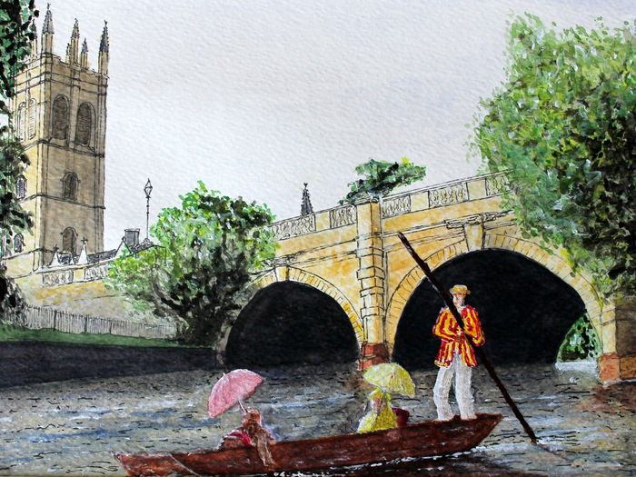 Punting at Folly Bridge showing Christchurch in background