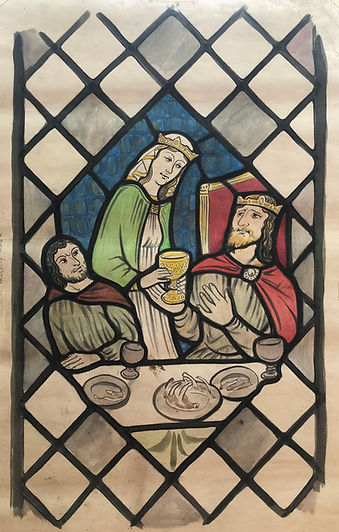 St Margaret medallion cartoon for Ss Leonard and Fergus, Dundee, Scotland.