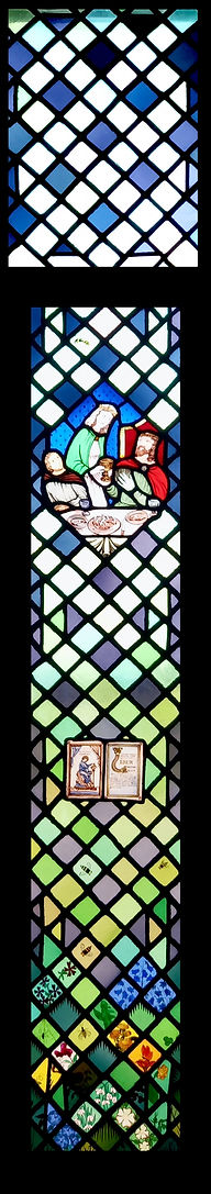 Window 10: Saint Margaret of Scotland in the church of Saints Leonard and Fergus, Dundee, Scotland. Designed and made by AJ Naylor.