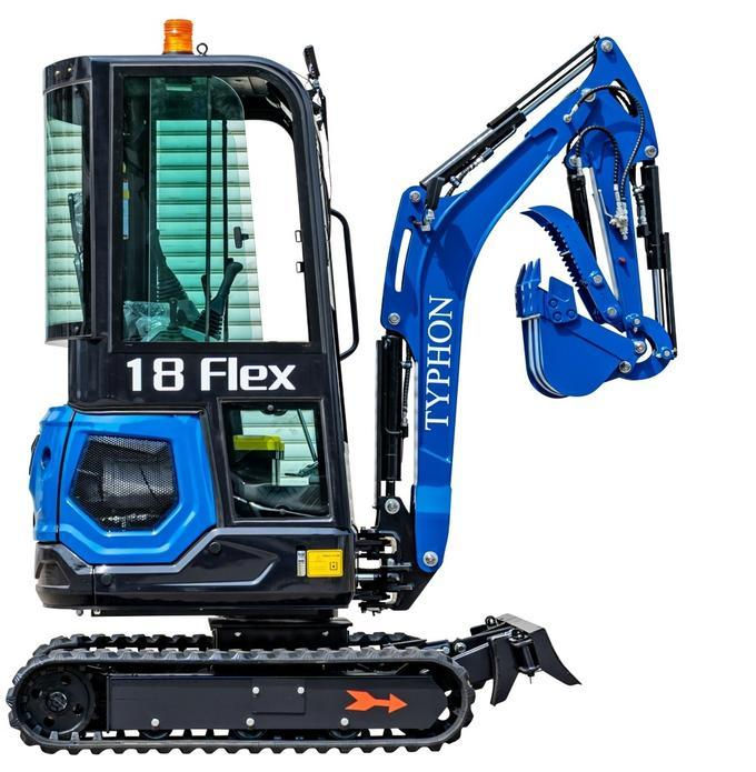Thumbnail: TYPHON 18 FLEX PRO 1.8 Ton Mini Excavator USA with 12 attachments