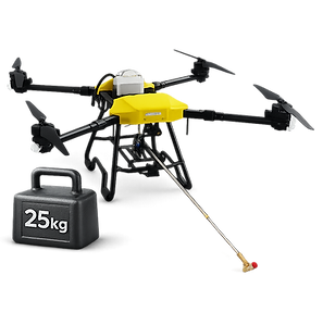 Reinigungsdrohne im Flug mit Gewichtsangabe 25 kg