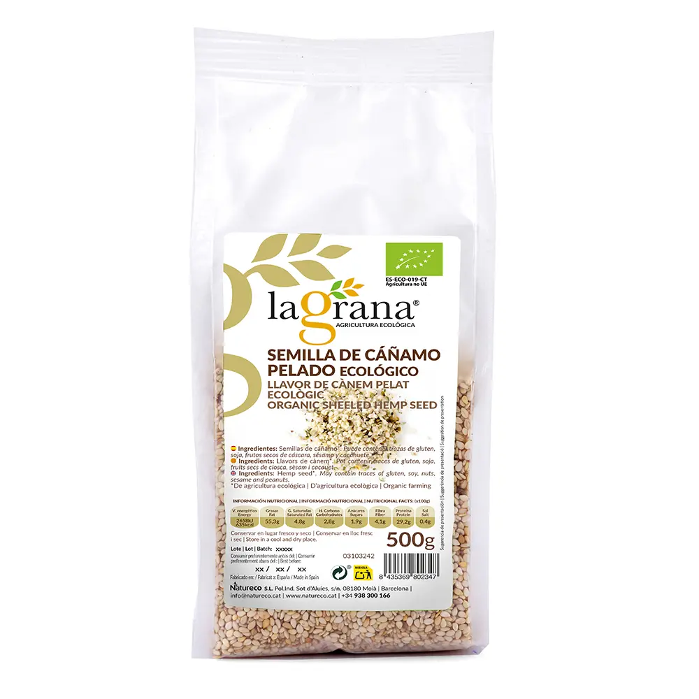 Semilla de cáñamo pelado ecológico