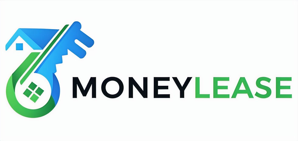 MoneyLease logo: key, house, financial services
