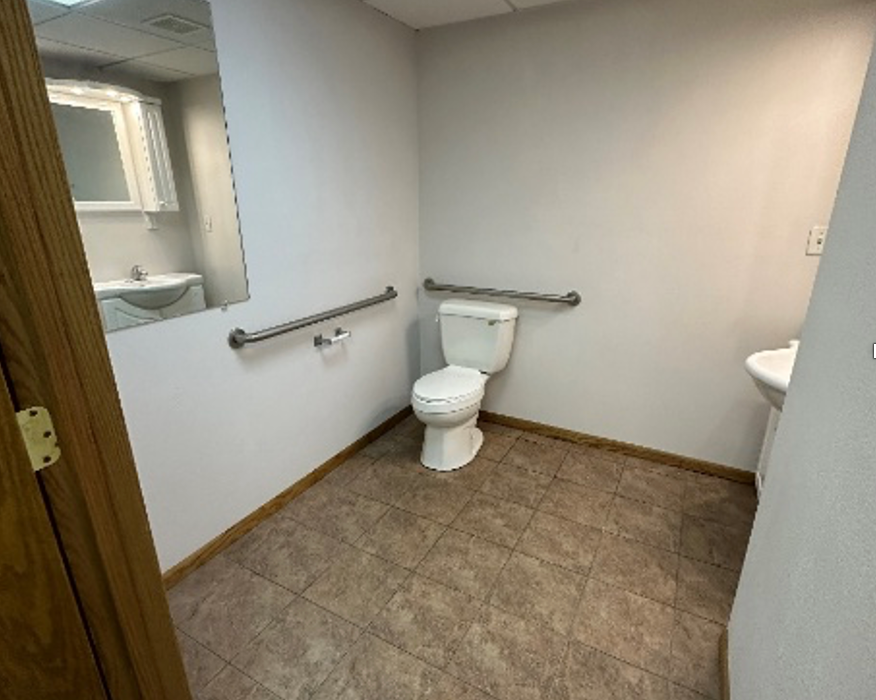 Interior view of bathroom in a corporate hangar