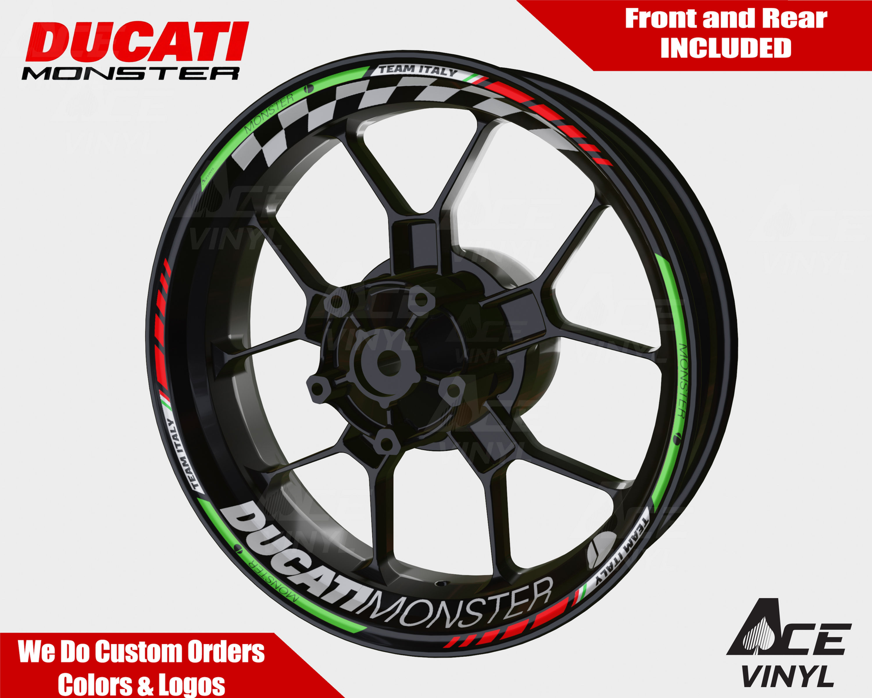 Ducati Monster Wheel Decals Rim Stickers Racing Sticker Set