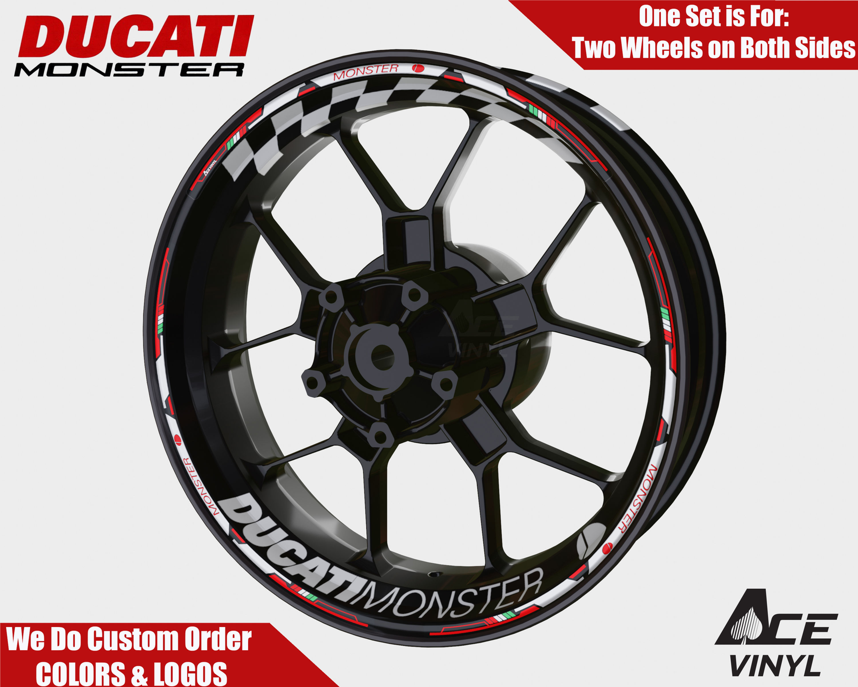 Ducati Monster Wheel Decals Felgenaufkleber Racing Sticker Set Felgen Streifen