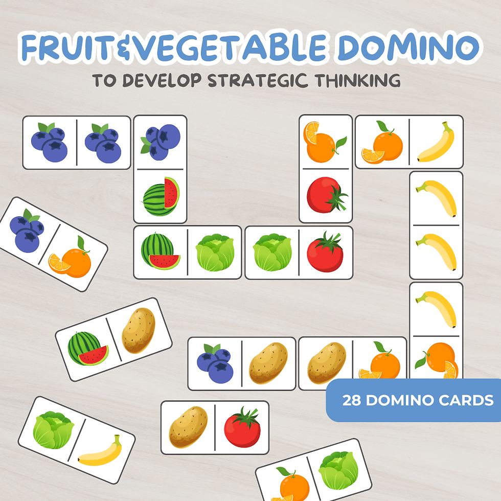 Fruit and vegetable memory matching game printable with avocado, berries, and vegetables for toddler learning