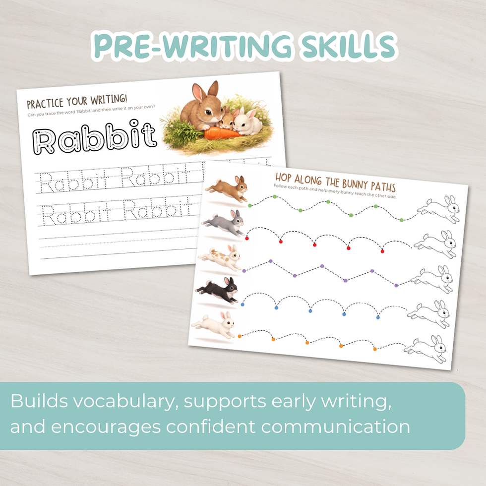 Rabbit pre-writing and tracing activities for developing pencil control and early writing skills