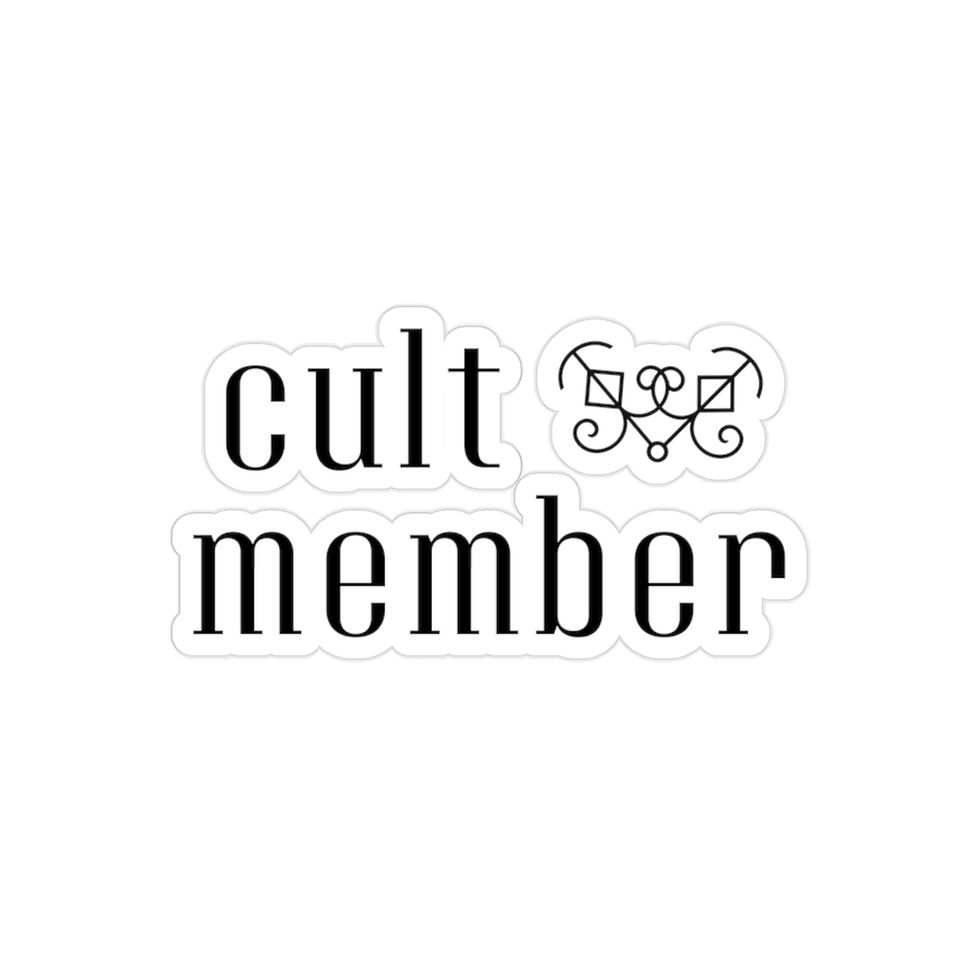 Cult Member Transparent Outdoor Sticker, Waterproof Label for Cars