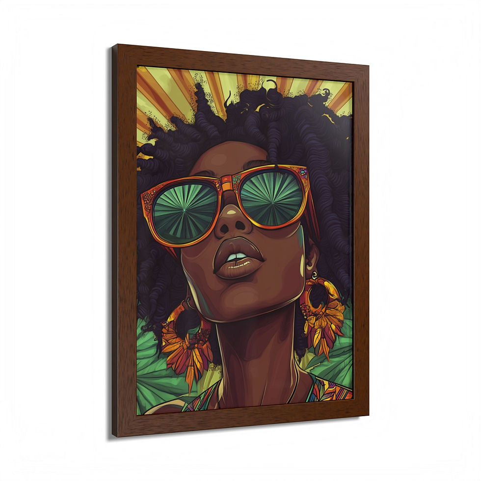 Thumbnail: Afrocentric Sunflower Black Woman Framed Art Print
