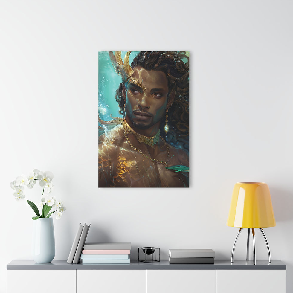 Thumbnail: Majestic Merman Black Man Fantasy Acrylic Art Print