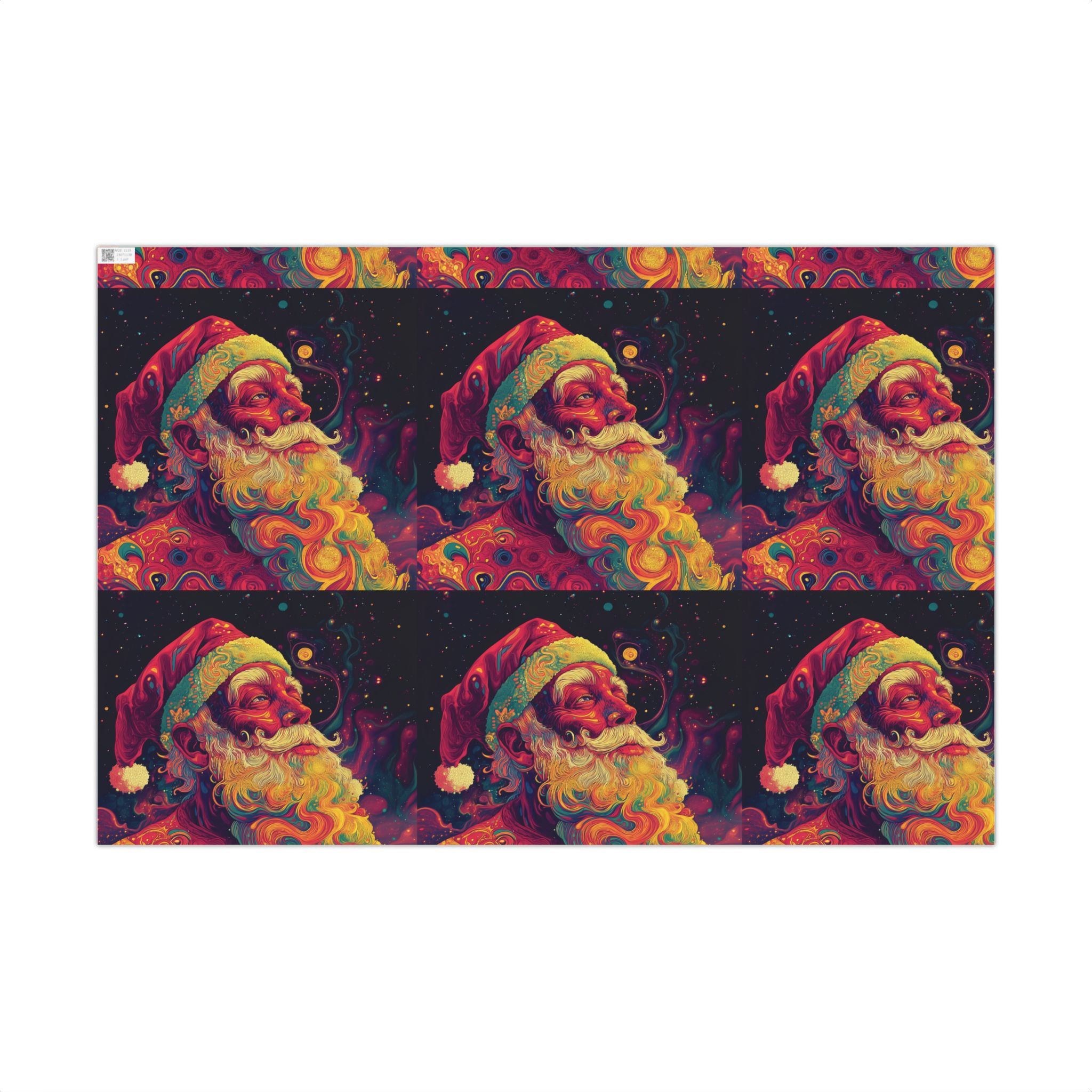 Black Santa Retro Portrait Gift Wrap Paper | Christmas