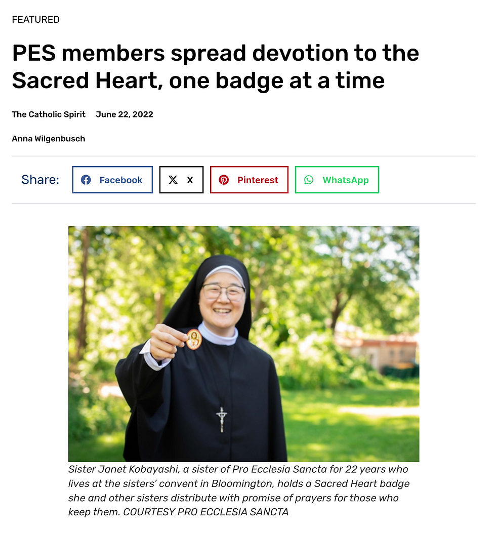 PES members spread devotion to the Sacred Heart, one badge at a time