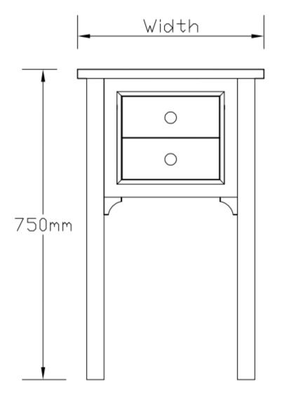 Thumbnail: Lydford Bedside Table, 2 Narrow Drawer