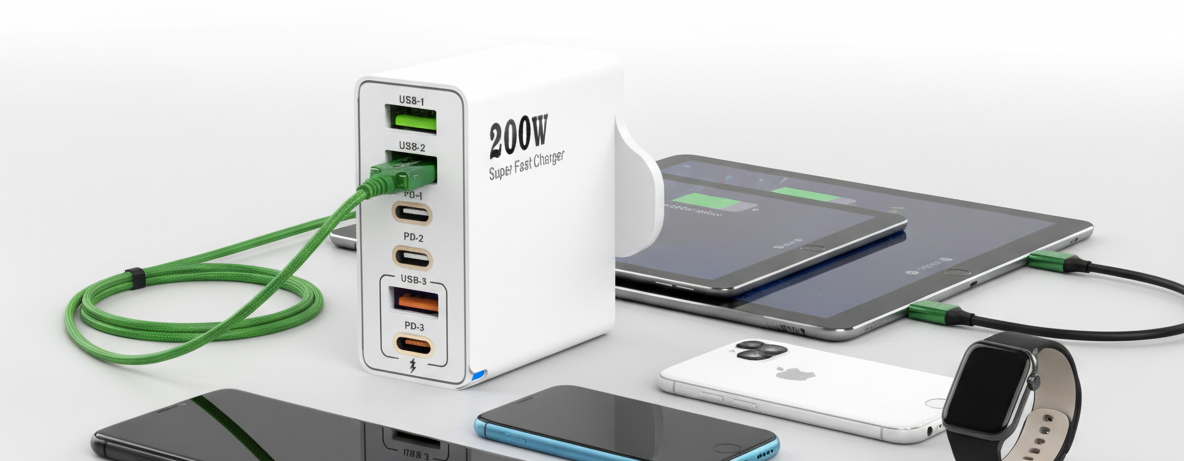 RYYAN RY0070 200W 6 Port Adaptor UltraFast Charging UK Banner.png