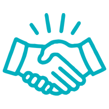A graphic showing shaking hands