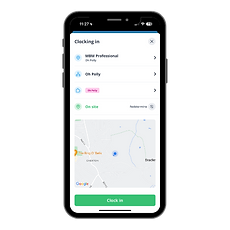 A mobile phone showing our timetracking system
