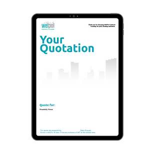 An ipad showing an example of our PDF quotation