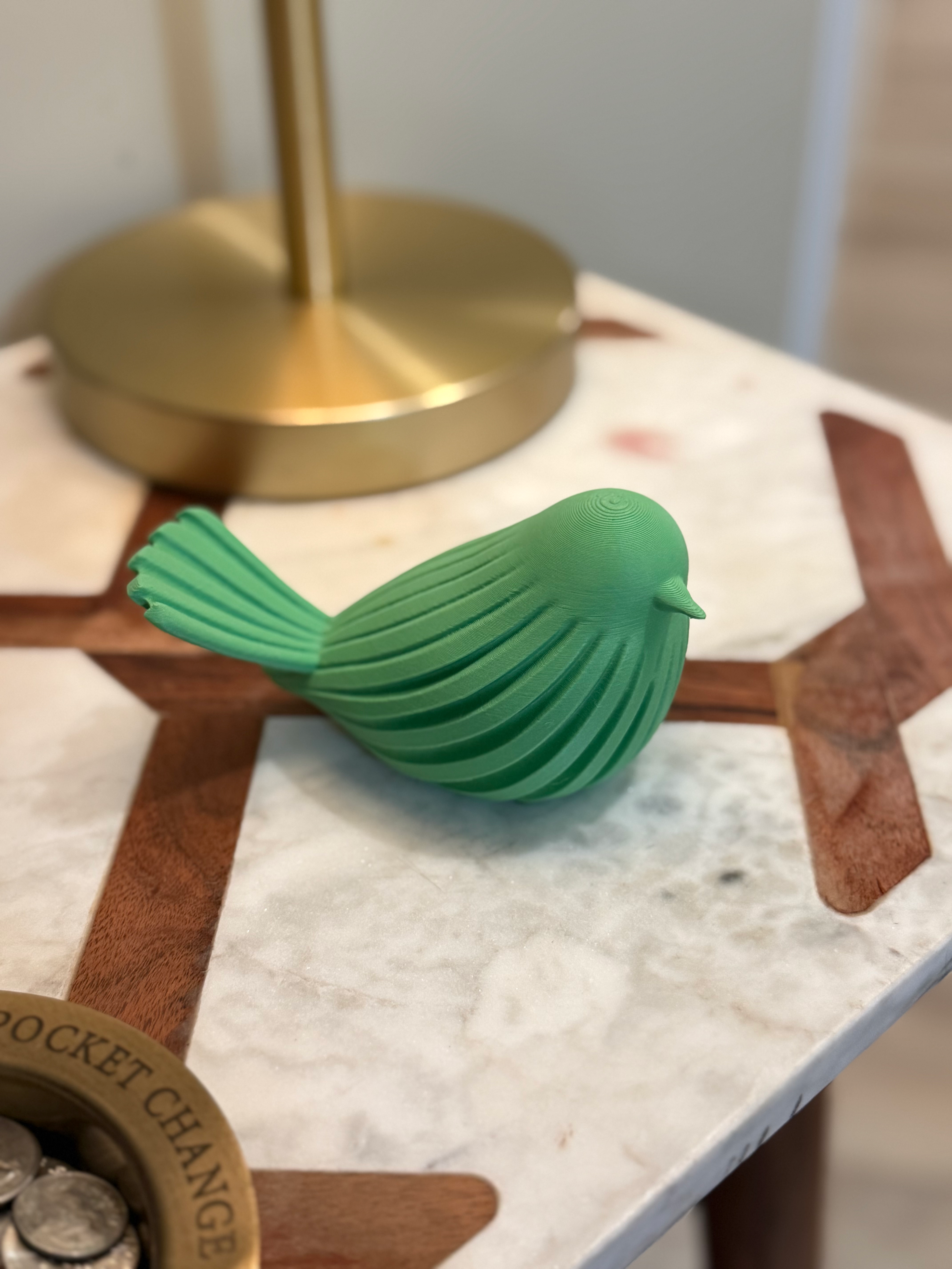 The Japandi Bird Little Leaf Figurine – Bird 3D Printed Sculpture