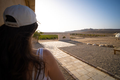 נוף מדברי מהכניסה לצימר וחניית רכבים 