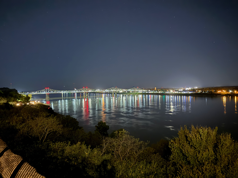 Vidalia Bridge at Night - Westbound in View