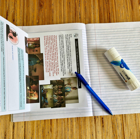 How to use and format a class exercise book - teach students how to cut and glue.