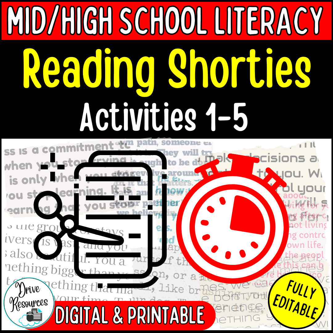 Literacy - Reading Shorties 1-5 - Short high school reading activities
