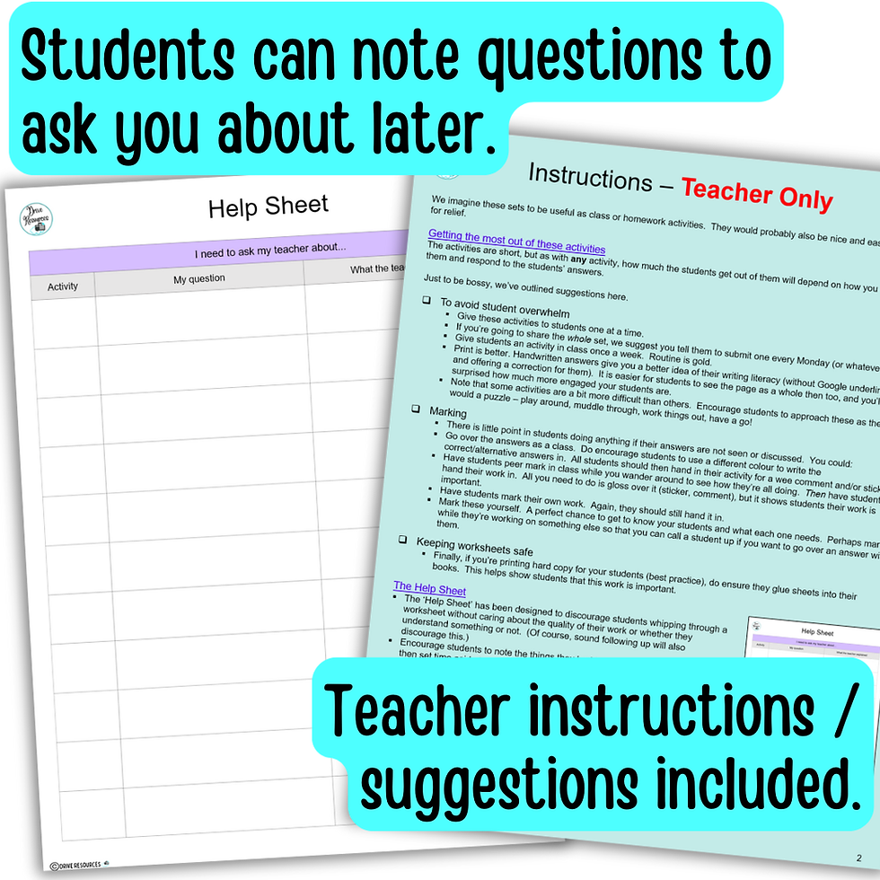 Thumbnail: Literacy - Writing Shorties 1-5 - Short high school writing activities