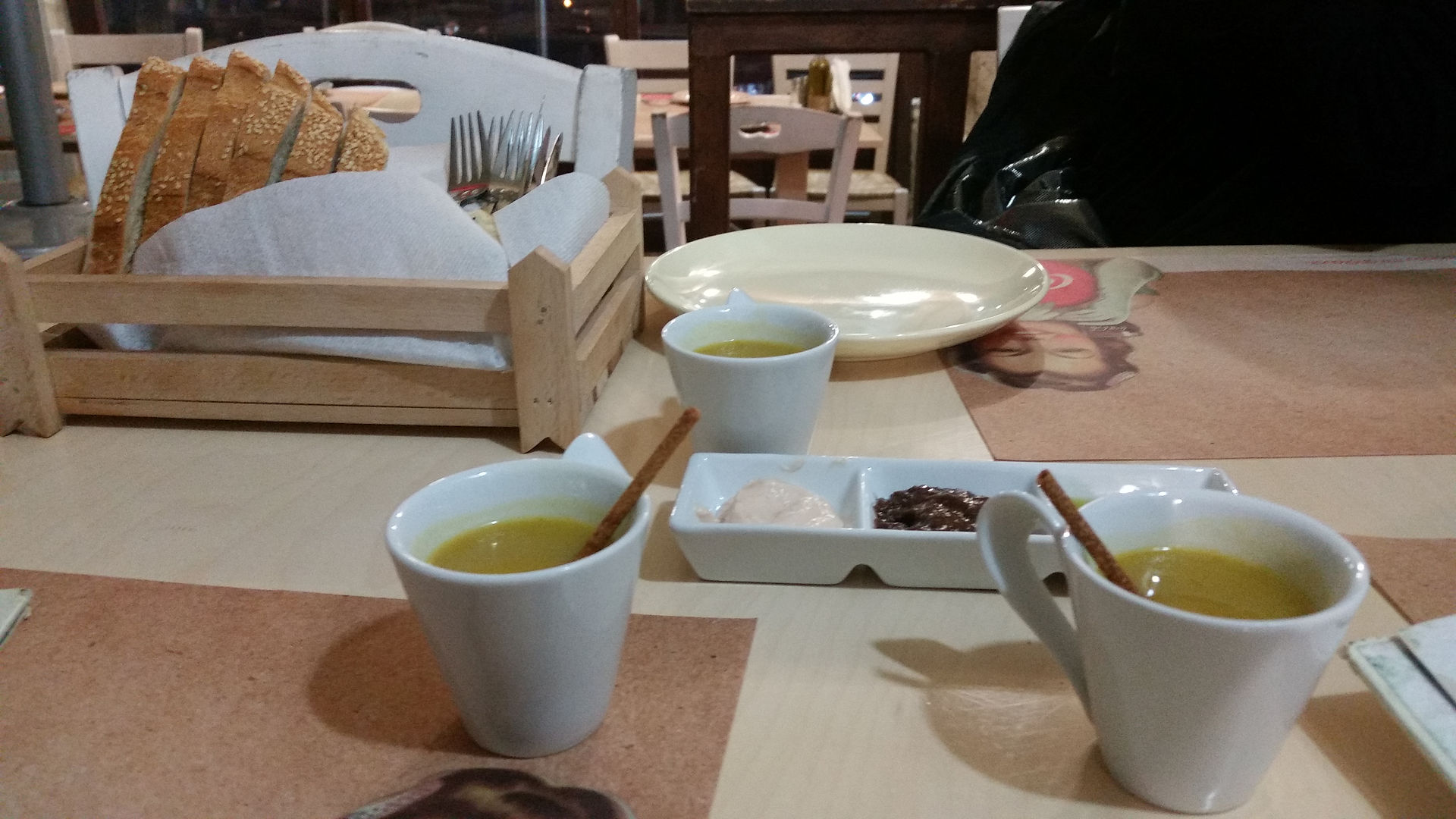Fish soup with pretzel straw