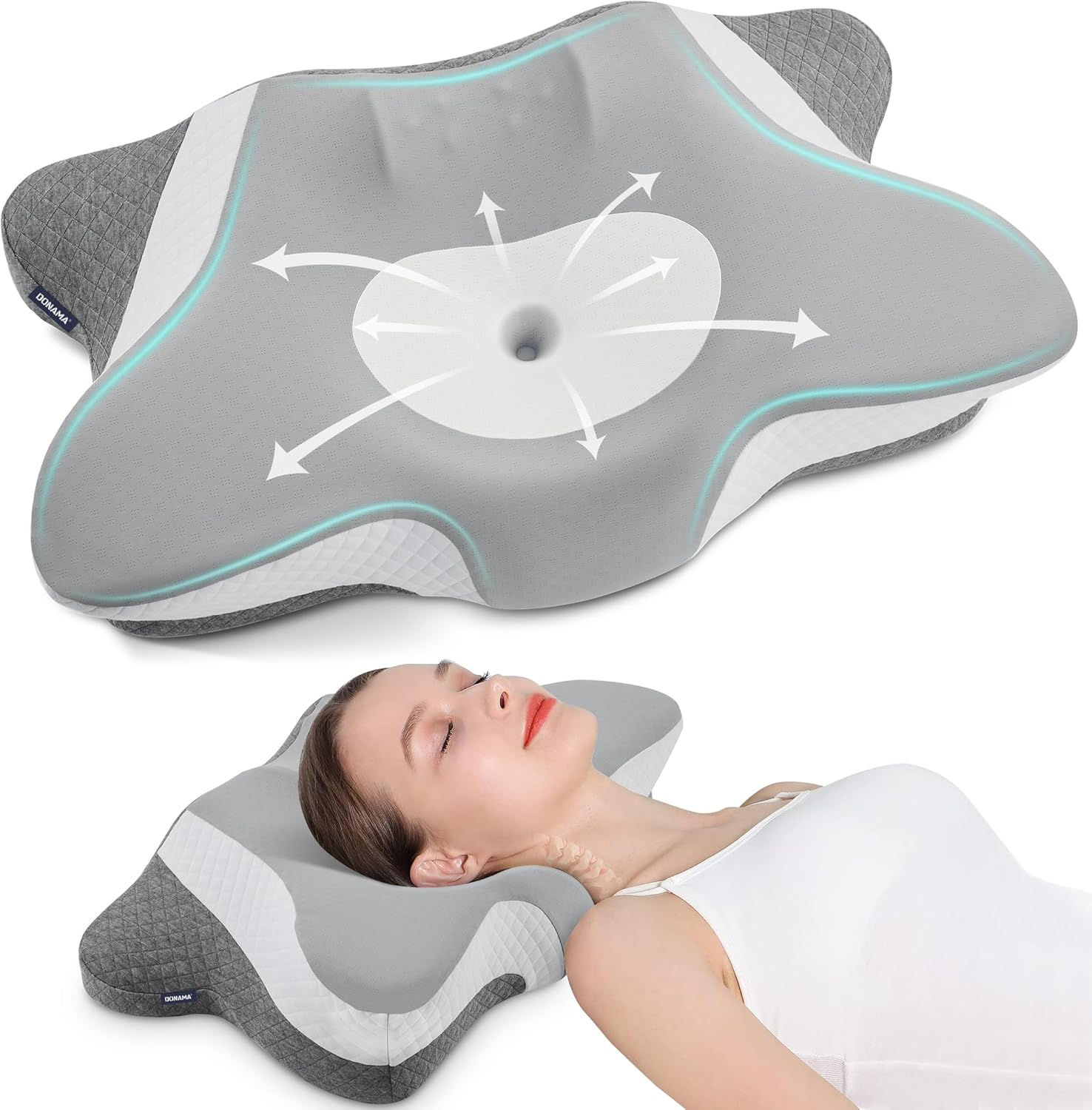 DONAMA Cervical Pillow for Neck and Shoulder,Contour Memory Foam Pillow,Ergonom