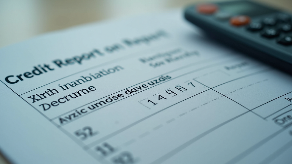 Eye-level view of a credit report with highlighted numbers