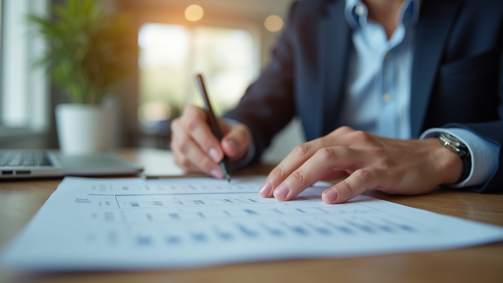 Eye-level view of a person reviewing credit reports at a table
