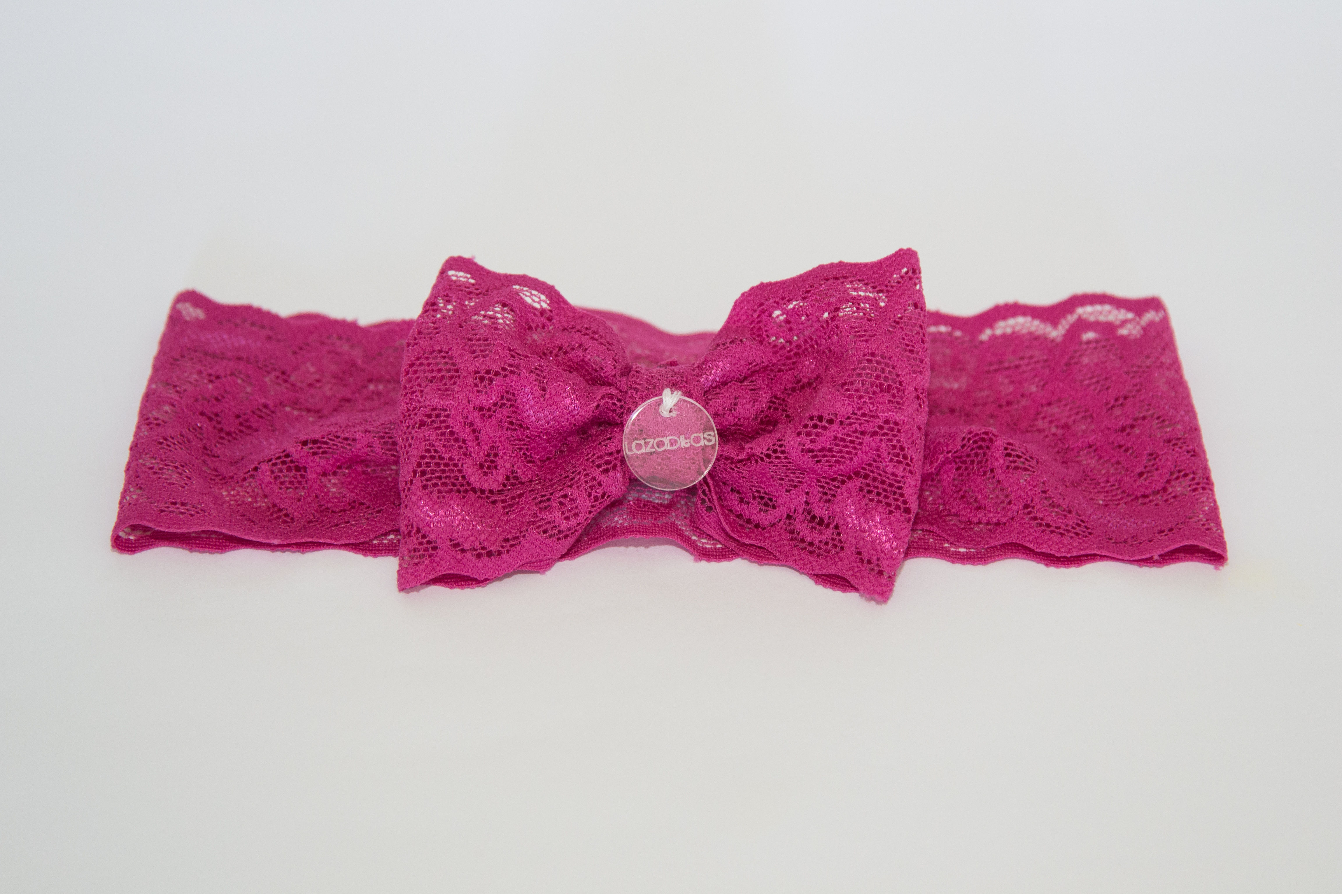 Lazo de Encaje Elástico Headband de Encaje Fucsia