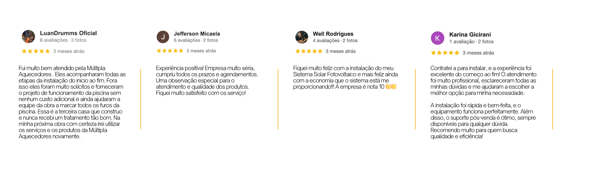avaliações