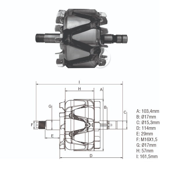 ROTOR ALTERNADOR VW CARGO MB 80amp 24V MF