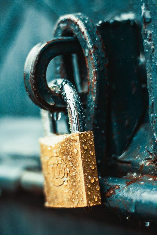 Lock with water droplets